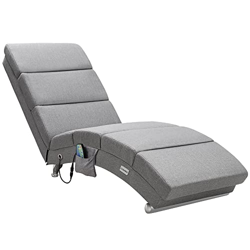 Casaria® Relaxliege XXL Massage Heizfunktion 186x89x55cm Ergonomisch Stoff Gepolstert 180kg Belastbarkeit Wohnzimmer Innen Chaiselongue Relaxsessel Grau von Casaria