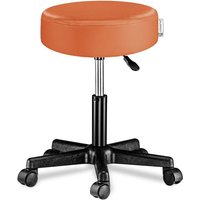 CASARIA® Rollhocker Höhenverstellbar 10cm Polsterung 46-60cm Sitzhöhe 360° Drehbar Ø35cm Rund Rollen Bürohocker Drehhocker Arbeitshocker Hocker orange von Casaria