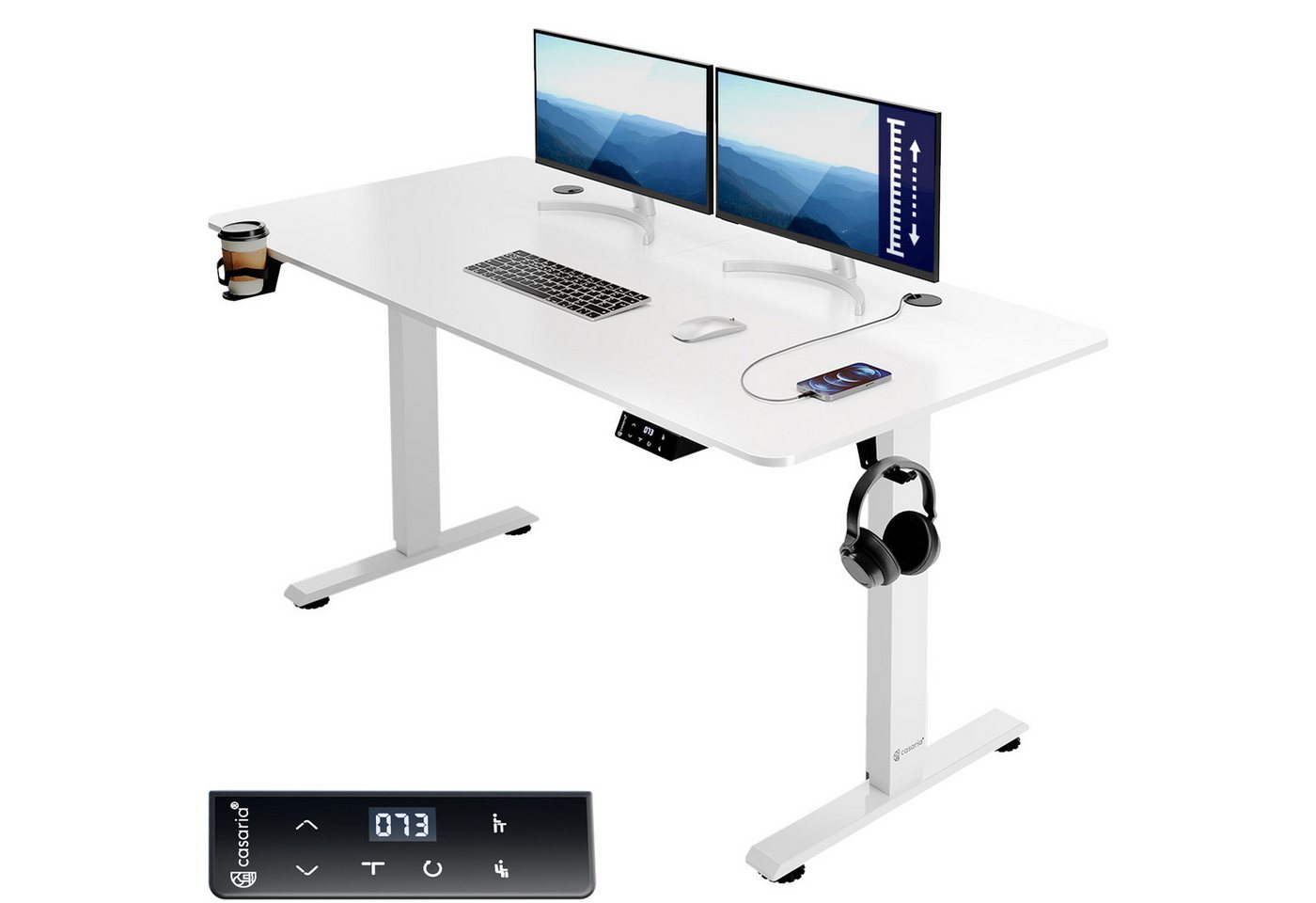 Casaria Schreibtisch, Höhenverstellbar Elektrisch 140x60cm LCD- Display Stahlgestell Büro Casaria Schreibtisch, Höhenverstellbar Elektrisch 140x60cm LCD- Display Stahlgestell Büro von Casaria
