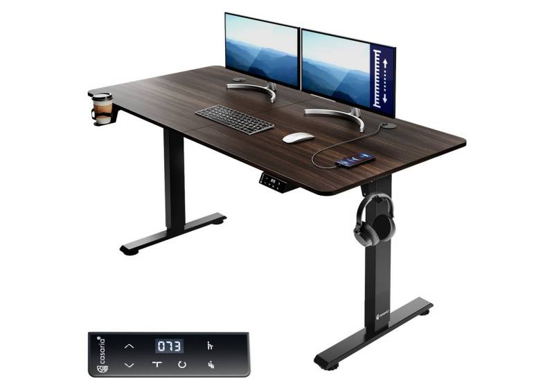 Casaria Schreibtisch, Höhenverstellbar Elektrisch 140x60cm LCD- Display Stahlgestell Büro von Casaria