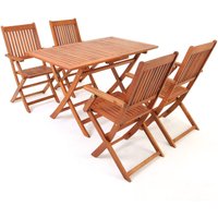 Gartenmöbel Set Holz Sydney 5-tlg. Armlehne Klappbar Wetterfest Akazie FSC®-zertifiziert Garten Terrasse Balkonmöbel 120x70x75cm Sitzgarnitur von Casaria