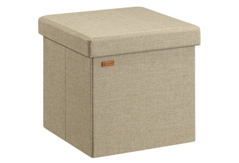 Casaria Sitzhocker, mit Stauraum Beige Faltbar Deckel Stoff Gepolstert 38x38x38cm Klein von Casaria