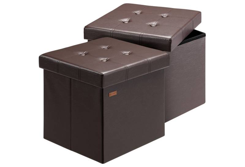 Casaria Sitzhocker, mit Stauraum Braun Faltbar Deckel Kunstleder Gepolstert 40x40x40cm von Casaria