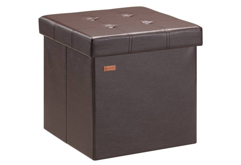 Casaria Sitzhocker, mit Stauraum Braun Faltbar Deckel Kunstleder Gepolstert 38x38x38cm von Casaria