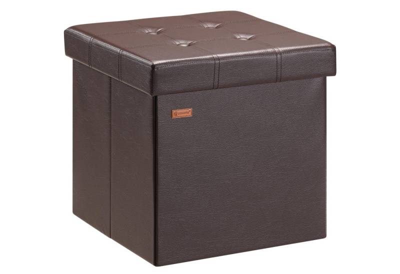 Casaria Sitzhocker, mit Stauraum Braun Faltbar Deckel Kunstleder Gepolstert 40x40x40cm von Casaria