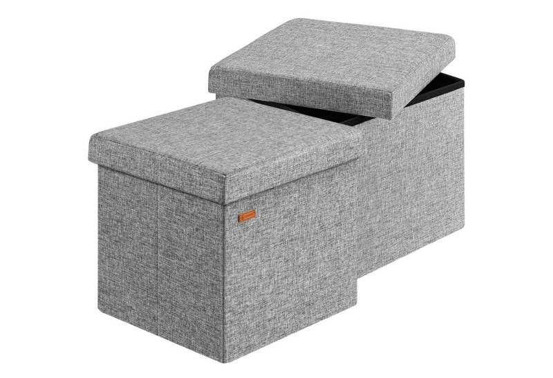 Casaria Sitzhocker, mit Stauraum Grau Faltbar Deckel Stoff Gepolstert 38x38x38cm Klein von Casaria