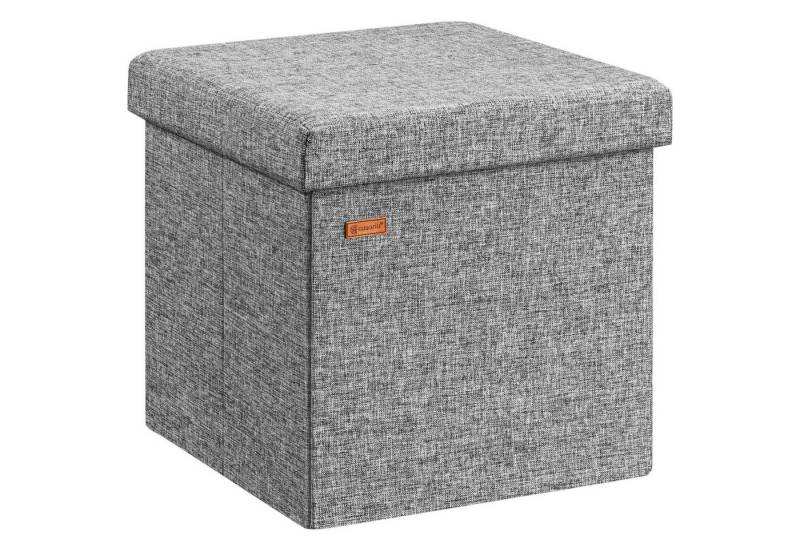 Casaria Sitzhocker, mit Stauraum Grau Faltbar Deckel Stoff Gepolstert 38x38x38cm Klein von Casaria