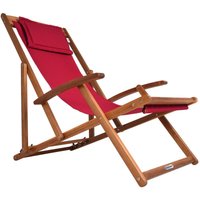 Sonnenliege Holz Wetterfest Klappbar Verstellbar 160kg Belastbar Armlehne Kissen Garten Balkon Liegestuhl Akazie 94x94x60cm versch. Farben rot von Casaria