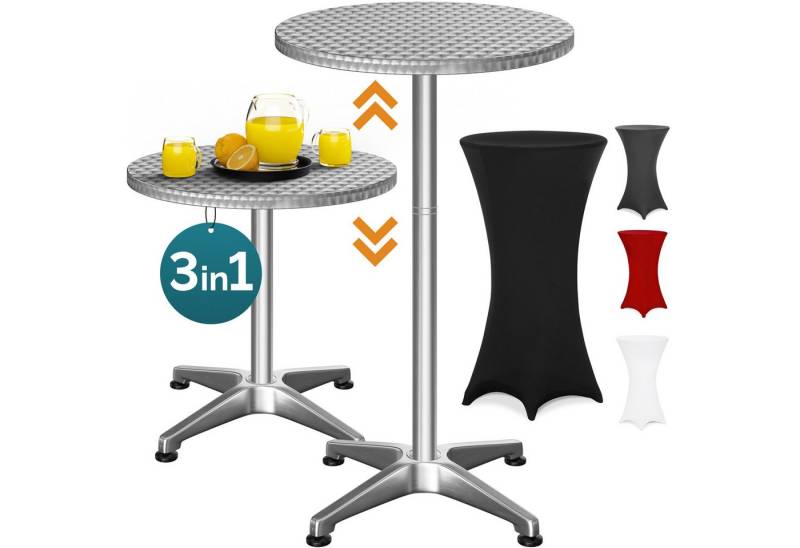 Casaria Stehtisch, mit Husse Stabil Höhenverstellbar Hoch Alu Rund Ø 60cm Wetterfest von Casaria