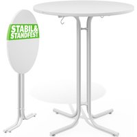 Stehtisch 70/80x110cm klappbar rund Stabil Garten Hoch Holz pulverbeschichtet Metall Hochtisch Bistrotisch Partytisch Bartisch Biertisch weiß grau von Casaria