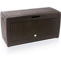 Casaria - Truhe klappbarer Deckel Haltegriffe Rollen Rattanoptik anthrazit Gartenbox Auflagenbox Kissenbox Flechtoptik - braun von Casaria