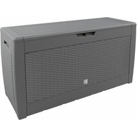 Casaria - Truhe klappbarer Deckel Haltegriffe Rollen Rattanoptik anthrazit Gartenbox Auflagenbox Kissenbox Rattanoptik - grau von Casaria