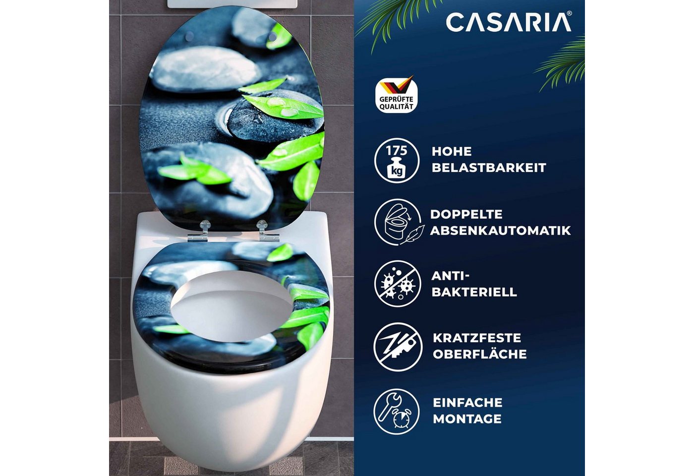 Casaria WC-Sitz, Doppelte Absenkautomatik MDF Holz hygienisch Toilettensitz Klobrille von Casaria
