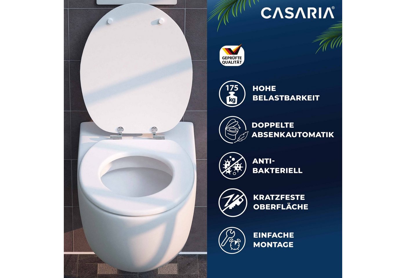 Casaria WC-Sitz, Doppelte Absenkautomatik MDF Holz hygienisch Toilettensitz Klobrille von Casaria