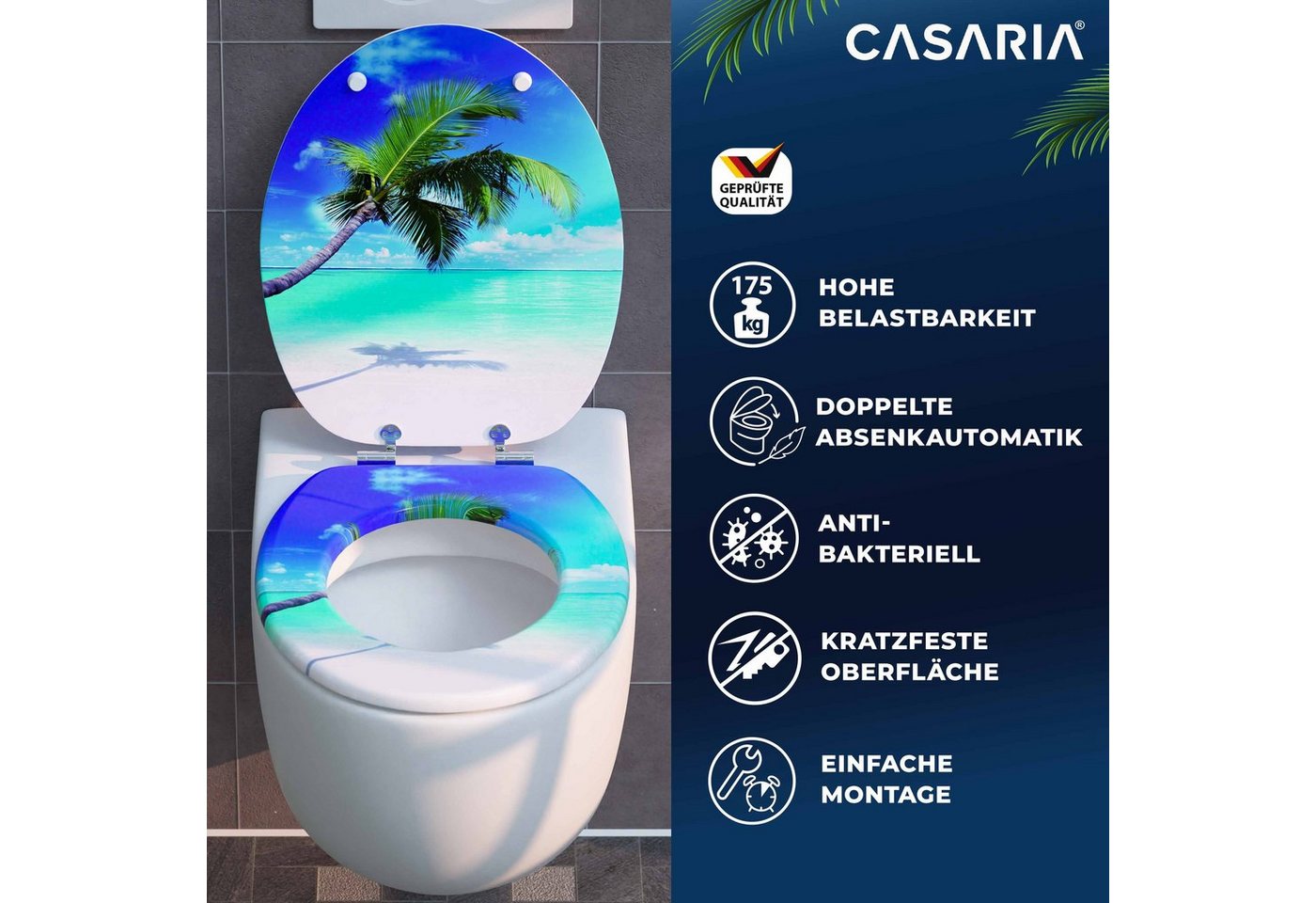 Casaria WC-Sitz, Doppelte Absenkautomatik MDF Holz hygienisch Toilettensitz Klobrille von Casaria