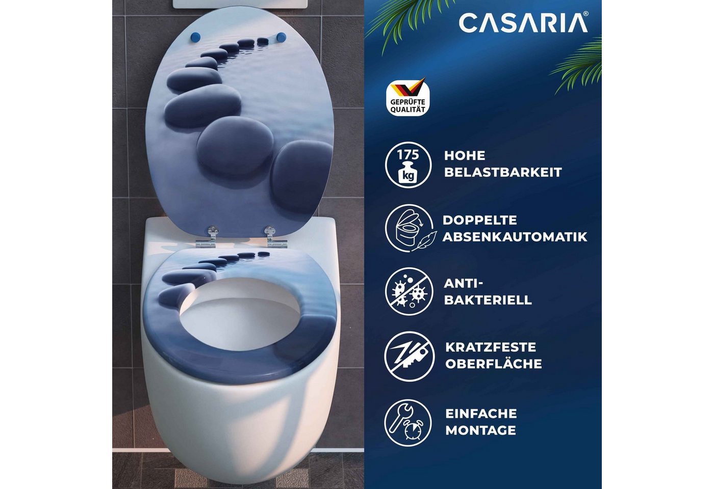 Casaria WC-Sitz, Doppelte Absenkautomatik MDF Holz hygienisch Toilettensitz Klobrille von Casaria