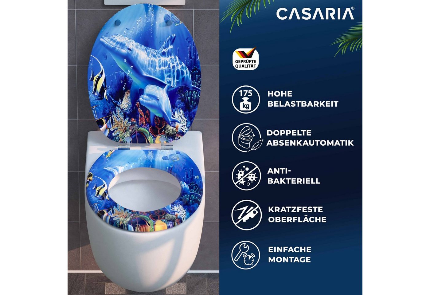 Casaria WC-Sitz, Doppelte Absenkautomatik MDF Holz hygienisch Toilettensitz Klobrille von Casaria