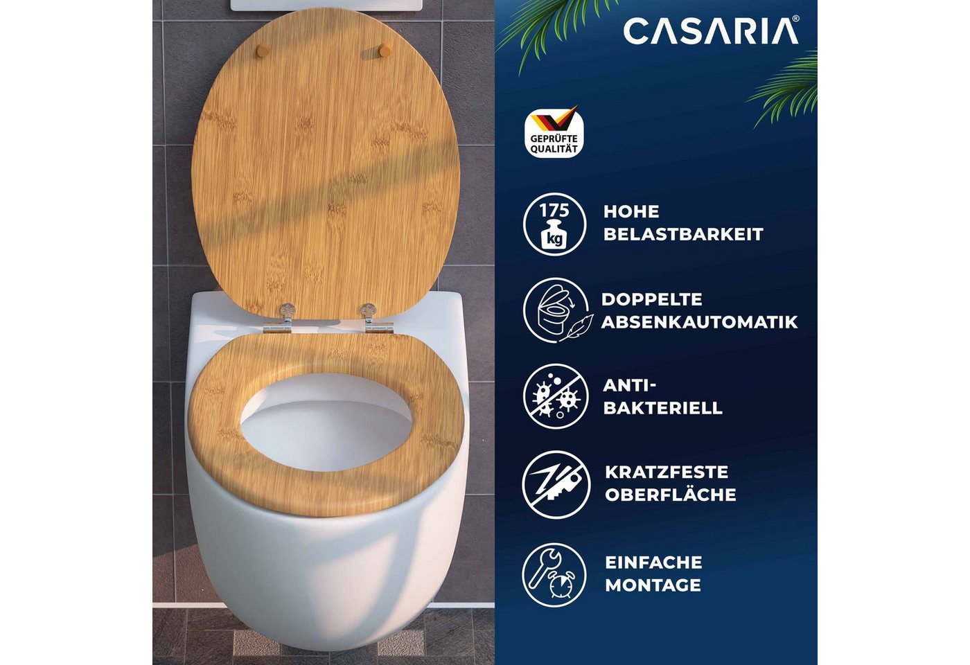 Casaria WC-Sitz, Doppelte Absenkautomatik MDF Holz hygienisch Toilettensitz Klobrille von Casaria