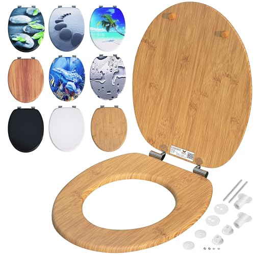 CASARIA® Toilettendeckel mit doppelter Absenkautomatik MDF rostfreie Metall Scharniere WC Sitz 175kg Belastbar Antibakteriell Toilettensitz Bambus CASARIA® Toilettendeckel mit doppelter Absenkautomatik MDF rostfreie Metall Scharniere WC Sitz 175kg Belastbar Antibakteriell Toilettensitz Bambus von Casaria