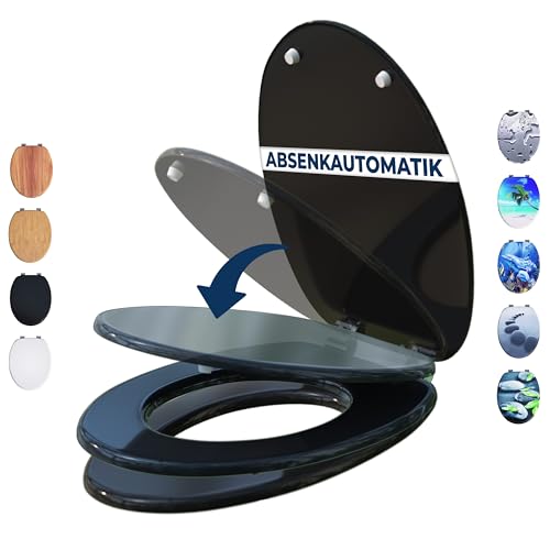 CASARIA® Toilettendeckel mit doppelter Absenkautomatik MDF rostfreie Metall Scharniere WC Sitz 175kg Belastbar Antibakteriell Toilettensitz Schwarz CASARIA® Toilettendeckel mit doppelter Absenkautomatik MDF rostfreie Metall Scharniere WC Sitz 175kg Belastbar Antibakteriell Toilettensitz Schwarz von Casaria