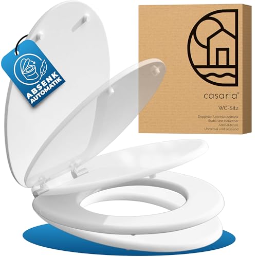 CASARIA® Toilettendeckel mit doppelter Absenkautomatik MDF rostfreie Metall Scharniere WC Sitz 175kg Belastbar Antibakteriell Toilettensitz weiß CASARIA® Toilettendeckel mit doppelter Absenkautomatik MDF rostfreie Metall Scharniere WC Sitz 175kg Belastbar Antibakteriell Toilettensitz weiß von Casaria