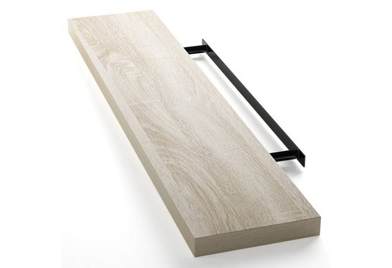 Casaria Wandboard, Eiche Hängeregal mit Halterung 15kg Tragkraft Wohnzimmer Flur 110cm von Casaria