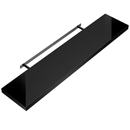 Casaria® Wandregal Holz Schwarz Hängeregal mit Halterung 15kg Tragkraft Küche Wohnzimmer Schweberegal Bücherregal Regalbrett Schwebend Hochglanz 110cm Casaria® Wandregal Holz Schwarz Hängeregal mit Halterung 15kg Tragkraft Küche Wohnzimmer Schweberegal Bücherregal Regalbrett Schwebend Hochglanz 110cm von Casaria