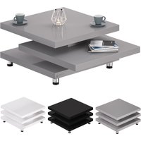 Couchtisch New York 72x72cm Wohnzimmertisch Hochglanz Design Modern 360° drehbare Tischplatte höhenverstellbare Füße mdf Sofatisch Cube 72x72cm von Casaria