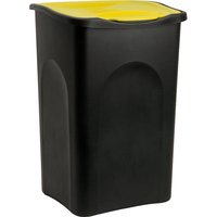 Deuba Mülleimer Schwarz/Gelb Kunststoff 50L von Casaria