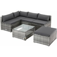 Gartenmöbel Lounge Set Wetterfest 5 Personen Polyrattan Sicherheitsglas Tisch Outdoor Sitzkissen Terrassenmöbel Eck Sofa grau/anthrazit - Casaria Gartenmöbel Lounge Set Wetterfest 5 Personen Polyrattan Sicherheitsglas Tisch Outdoor Sitzkissen Terrassenmöbel Eck Sofa grau/anthrazit - Casaria von Casaria