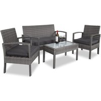 Gartenmöbel Set Wetterfest 4 Personen Outdoor inkl. Auflagen Polyrattan 2x Sessel Gartenbank Tisch Garten Terrasse Balkon Möbel Lounge Grau Grau Gartenmöbel Set Wetterfest 4 Personen Outdoor inkl. Auflagen Polyrattan 2x Sessel Gartenbank Tisch Garten Terrasse Balkon Möbel Lounge Grau Grau von Casaria