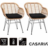 Gartenstühle 2er Set Polyrattan inkl. Auflage Armlehne Metall Wetterfest Verstellbar Outdoor Modern Garten Terrasse Balkon Gartensessel Stuhl von Casaria