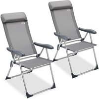 Gartenstuhl 2er-Set Grau Alu klappbar von Casaria