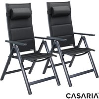 Casaria Gartenstuhl Bern Premium 2er-Set Anthrazit gepolstert von Casaria