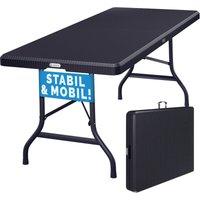 Gartentisch 180x75cm Klappbar Rattan Optik Wetterfest Tragegriff Kunststoff Balkon Garten Terrasse Camping Klapptisch Campingtisch Buffettisch von Casaria