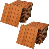 Holzfliesen FSC®-zertifiziertes Akazien- Eukalyptusholz 30x30cm Fliese Stecksystem Mosaik zuschneidbar Terrasse Balkon Sets 22x Akazie - Casaria von Casaria