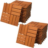 Holzfliesen FSC®-zertifiziertes Akazien- Eukalyptusholz 30x30cm Fliese Stecksystem Mosaik zuschneidbar Terrasse Balkon Sets 22x Akazie Mosaik von Casaria