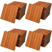 Holzfliesen FSC®-zertifiziertes Akazien- Eukalyptusholz 30x30cm Fliese Stecksystem Mosaik zuschneidbar Terrasse Balkon Sets 44x Akazie - Casaria von Casaria