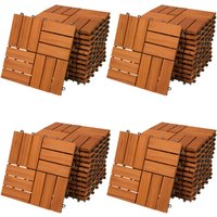 Holzfliesen FSC®-zertifiziertes Akazien- Eukalyptusholz 30x30cm Fliese Stecksystem Mosaik zuschneidbar Terrasse Balkon Sets 44x Akazie Mosaik von Casaria