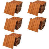Holzfliesen FSC®-zertifiziertes Akazien- Eukalyptusholz 30x30cm Fliese Stecksystem Mosaik zuschneidbar Terrasse Balkon Sets 55x Akazie - Casaria von Casaria