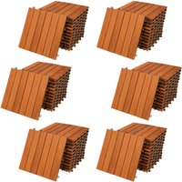 Holzfliesen FSC®-zertifiziertes Akazien- Eukalyptusholz 30x30cm Fliese Stecksystem Mosaik zuschneidbar Terrasse Balkon Sets 66x Akazie - Casaria von Casaria