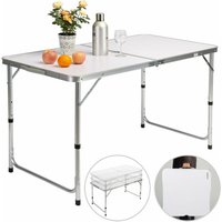 Klapptisch Höhenverstellbar Klappbar Kofferfunktion Campingtisch Gartentisch Esstisch Multifunktionstisch Falttisch 120x60cm Wetterfest weiß - Casaria von Casaria