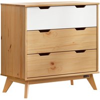 Kommode Borneo Kiefer Natur fsc®- zertifiziert 80x79 x40cm mit 3 Schubladen Massiv Holz 45kg Belastbar Kippsicherung Wohnzimmer Sideboard Anrichte von Casaria