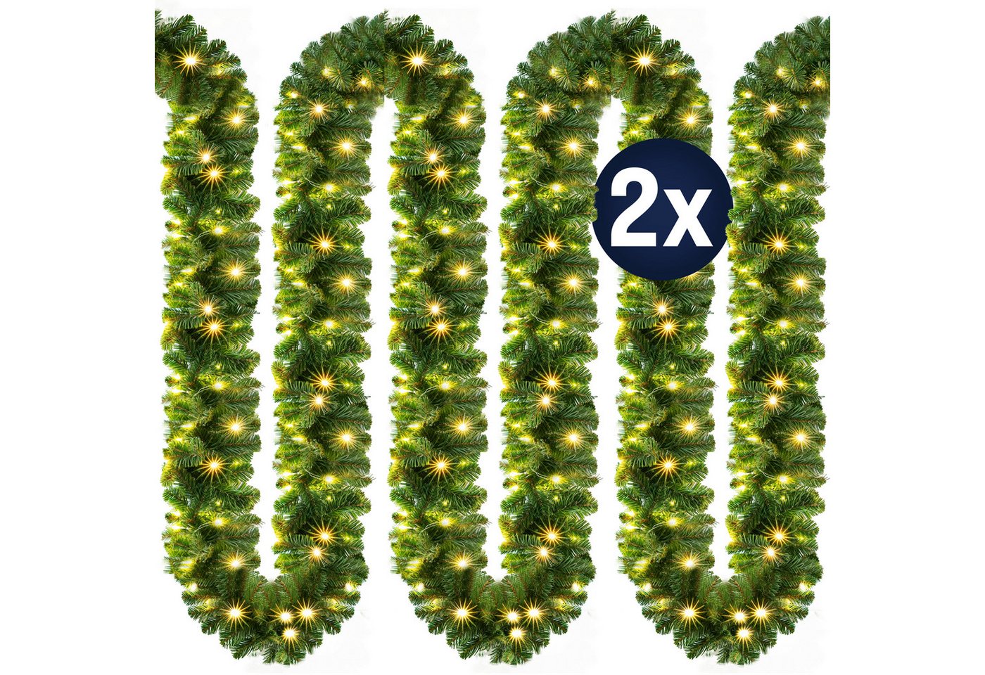 Kunstgirlande, Casaria, Höhe 28 cm, Weihnachtsgirlande 2x 5m 100 LED Warmweiß Innen Außen IP44 Girlande Kunstgirlande, Casaria, Höhe 28 cm, Weihnachtsgirlande 2x 5m 100 LED Warmweiß Innen Außen IP44 Girlande von Casaria