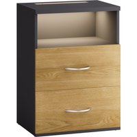 Nachttisch Touch mit led Beleuchtung 40x28x55cm Dimmbar Holz 2 Schubladen Boxspringbett Schlafzimmer Wohnzimmer Beistelltisch Nachtschrank holz-grau von Casaria