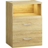 Nachttisch Touch mit led Beleuchtung 40x28x55cm Dimmbar Holz 2 Schubladen Boxspringbett Schlafzimmer Wohnzimmer Beistelltisch Nachtschrank sonoma von Casaria