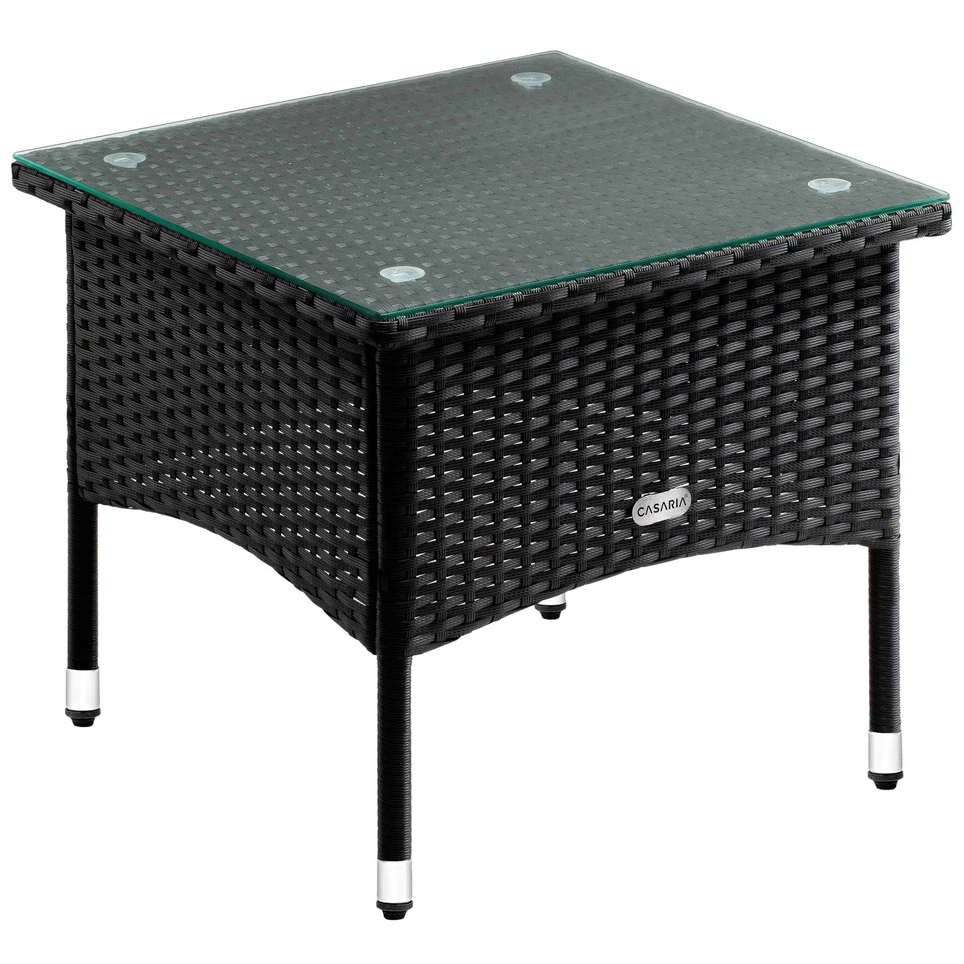 Polyrattan Beistelltisch Schwarz 50x50x45cm von Casaria®