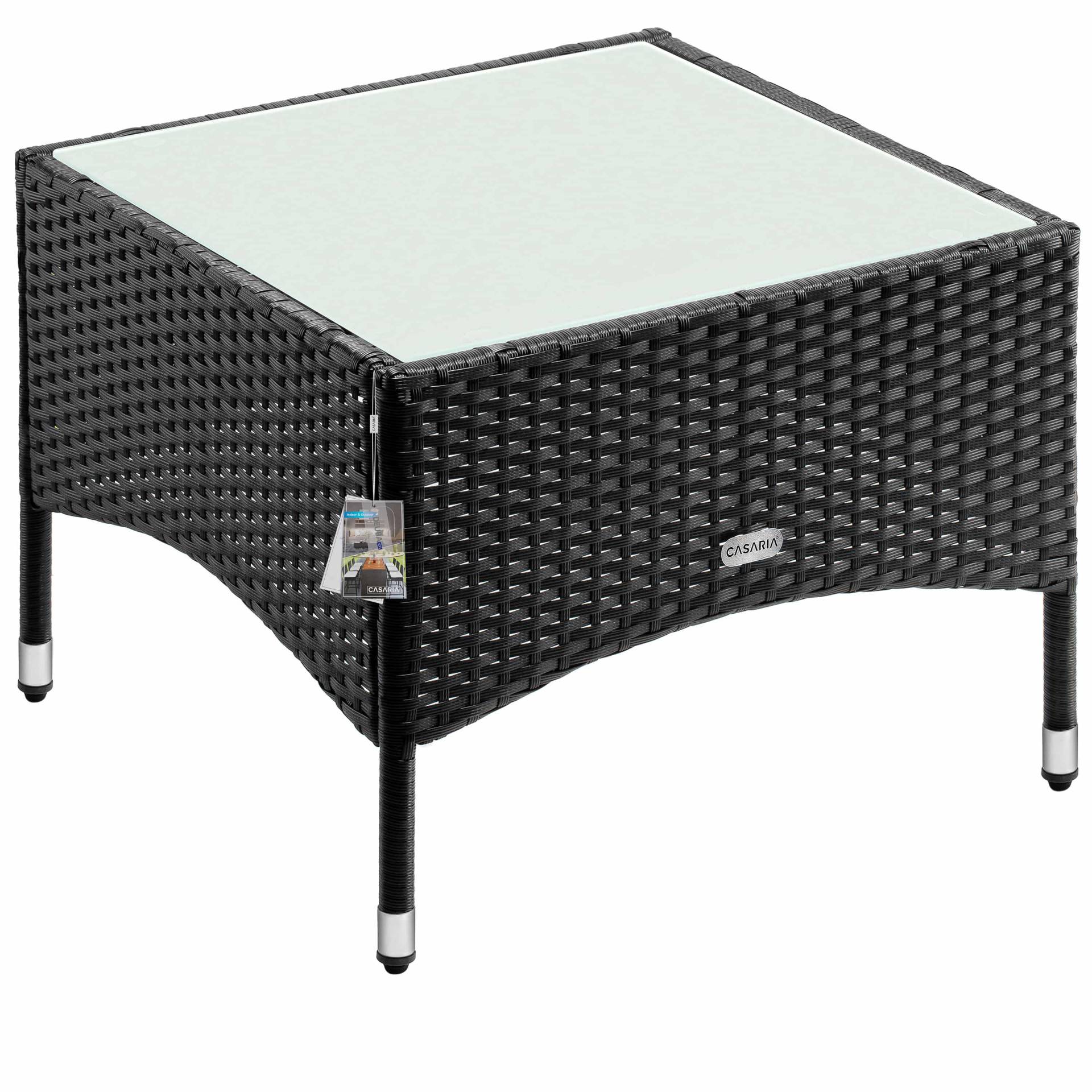 Polyrattan Beistelltisch Schwarz 58x58x42cm von Casaria®