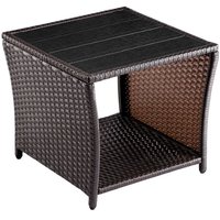 Polyrattan Beistelltisch mit wpc Tischplatte 45x45x40cm 80kg Belastbarkeit Wetterfest Outdoor Garten Terrasse Balkon Tisch Gartenmöbel braun - Casaria von Casaria