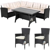 Polyrattan Ecklounge Set wpc Esstisch Ecksofa 2 Gartenstühle Sitzauflagen Kissen Wetterfest Outdoor Lounge Garten Terrasse Balkon Möbel schwarz Polyrattan Ecklounge Set wpc Esstisch Ecksofa 2 Gartenstühle Sitzauflagen Kissen Wetterfest Outdoor Lounge Garten Terrasse Balkon Möbel schwarz von Casaria